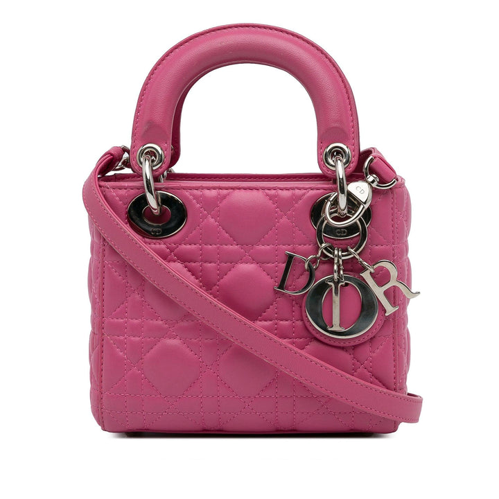 Mini Lambskin Cannage Lady Dior Pink - Gaby Paris