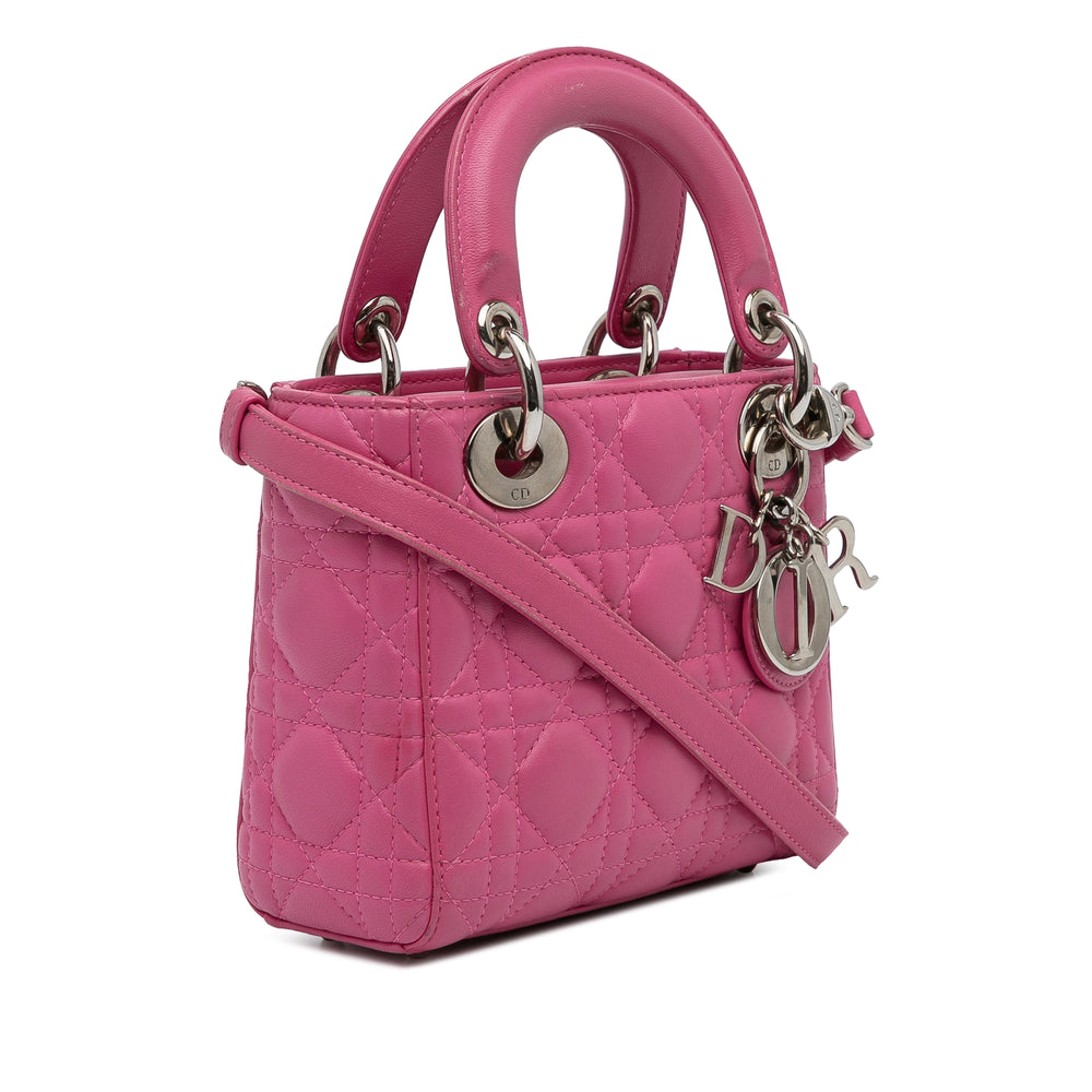 Dior Mini Lambskin Cannage Lady Dior Pink - GABY PARIS