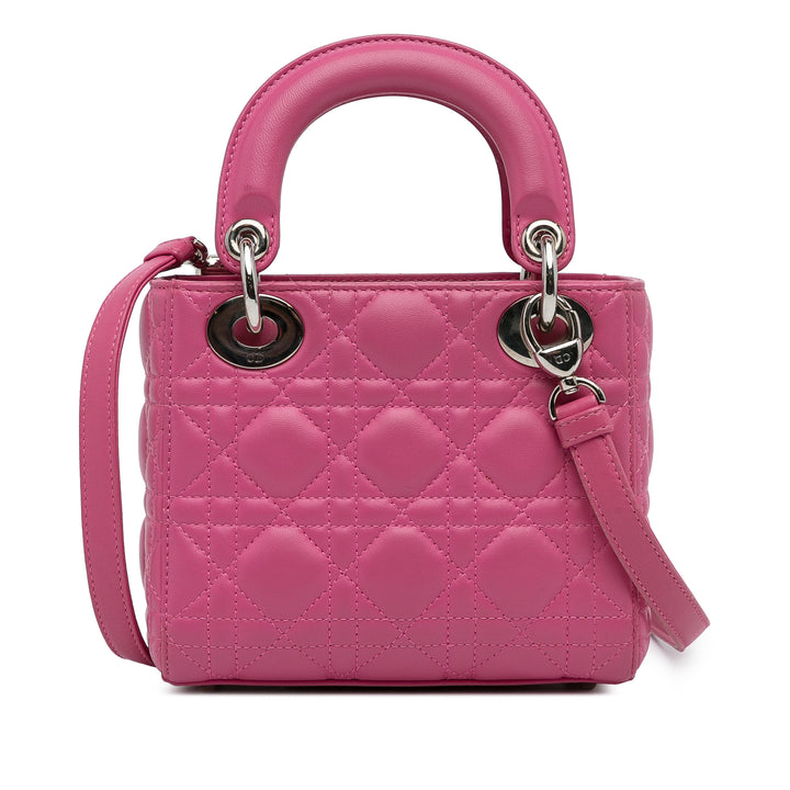 Dior Mini Lambskin Cannage Lady Dior Pink - GABY PARIS