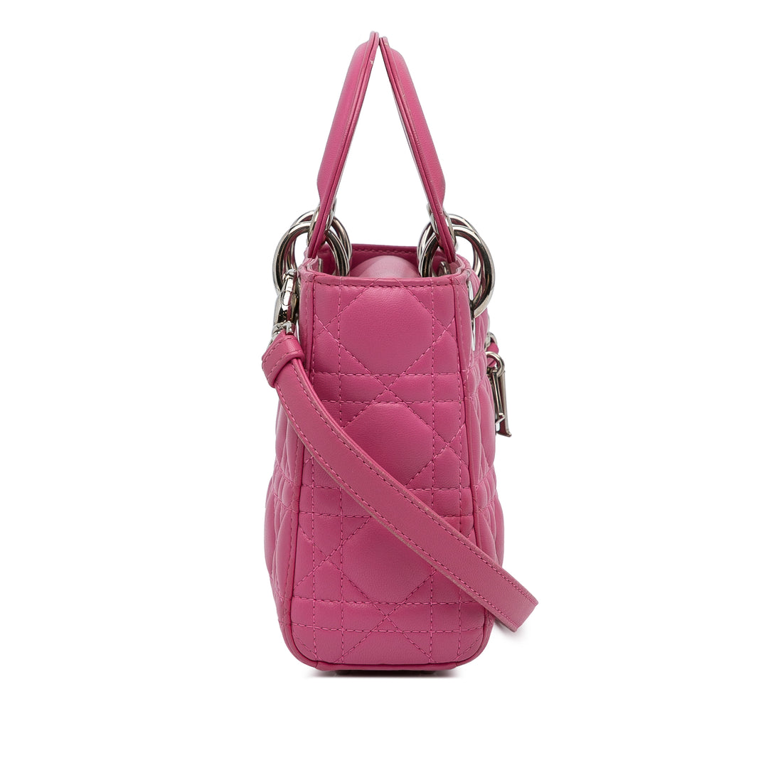 Dior Mini Lambskin Cannage Lady Dior Pink - GABY PARIS