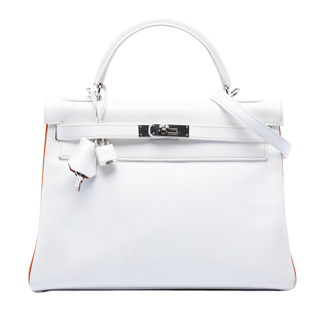 Hermès Sac à main Bicolore Kelly II Retourne 32 Epsom Orange – vue principale – GABY PARIS