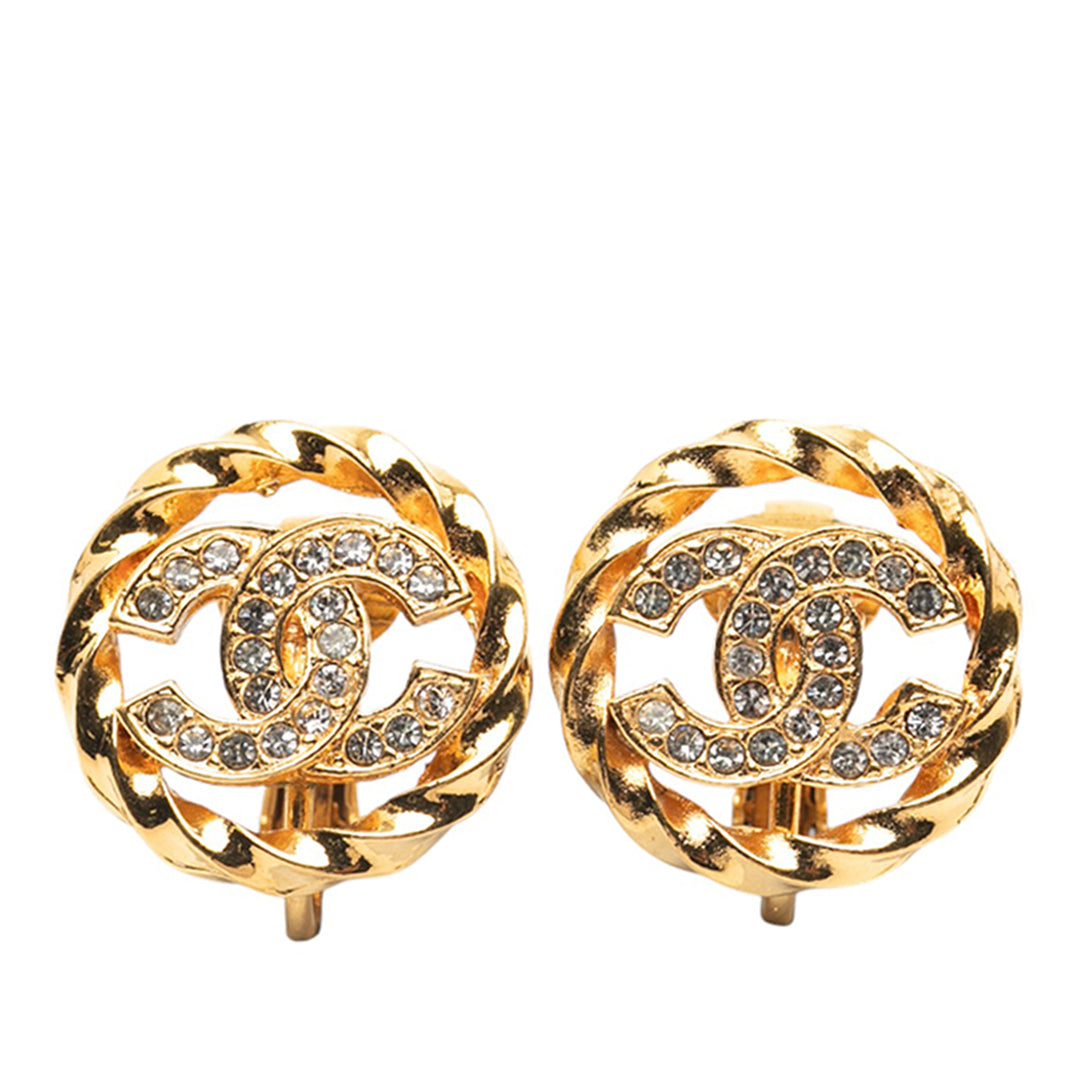 Chanel Doré Plated CC Rhinestones Clip On Boucle d’oreilles Doré – GABY PARIS Authentique