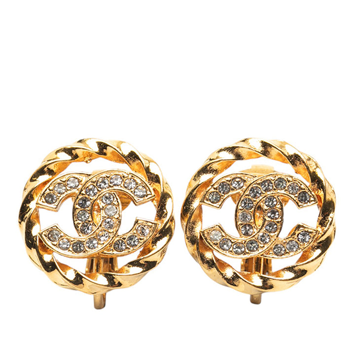 Chanel Doré Plated CC Rhinestones Clip On Boucle d’oreilles Doré – GABY PARIS Authentique
