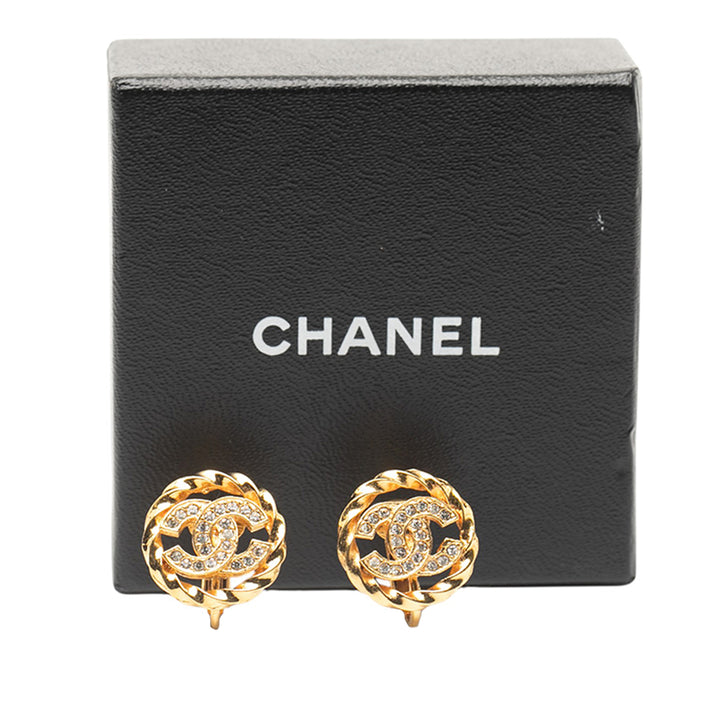 Chanel Doré Plated CC Rhinestones Clip On Boucle d’oreilles Doré – GABY PARIS Authentique