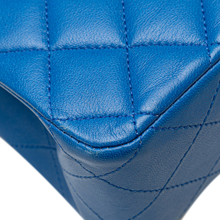 Medium Classic Lambskin Double Flap Blue - Gaby Paris