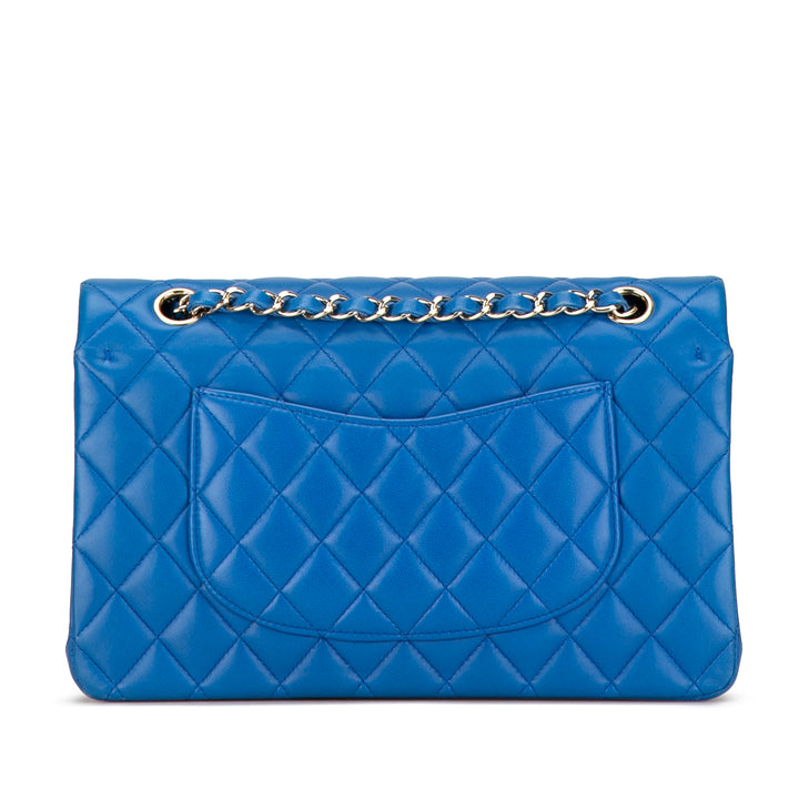 Medium Classic Lambskin Double Flap Blue - Gaby Paris