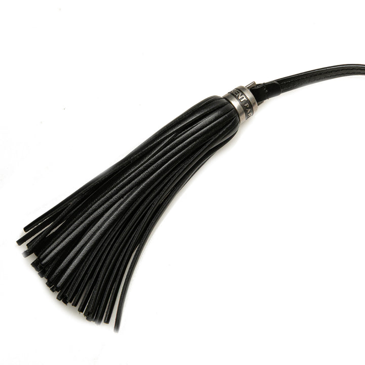 Saint Laurent Cracked Shiny Cuir de veau Matelasse Tassel Monogram Lou Sac caméra Noir