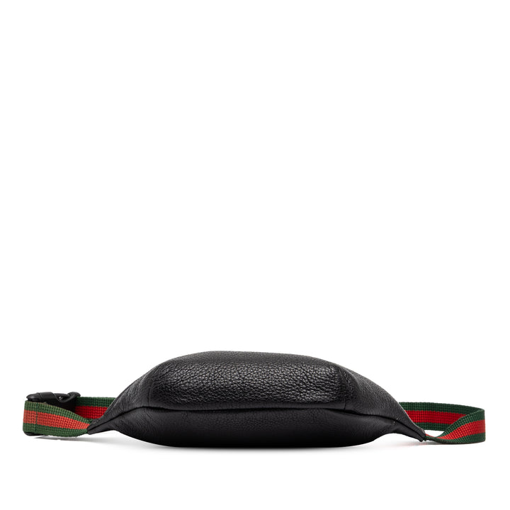 Gucci grainé Web Logo Sac ceinture Petit Cuir de veau grainé Noir