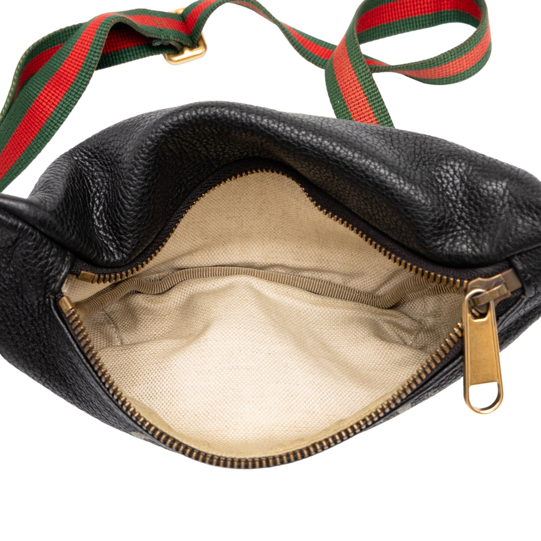 Gucci grainé Web Logo Sac ceinture Petit Cuir de veau grainé Noir