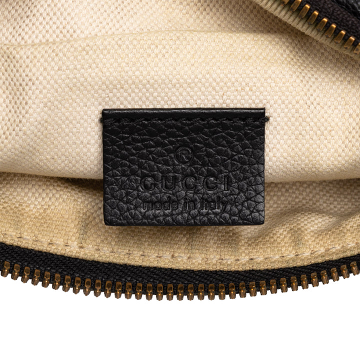 Gucci grainé Web Logo Sac ceinture Petit Cuir de veau grainé Noir