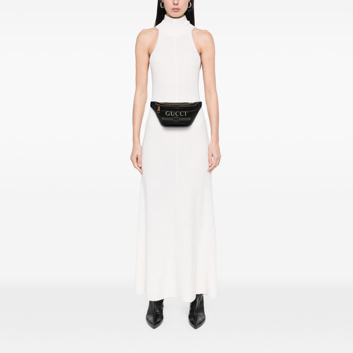Gucci grainé Web Logo Sac ceinture Petit Cuir de veau grainé Noir