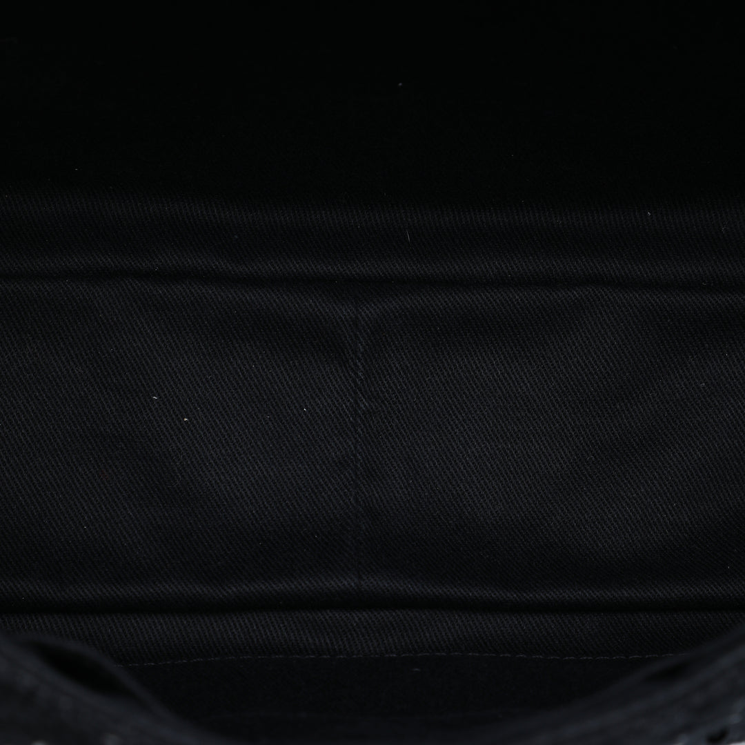 Sequins Orné Matelassé Reissue 2.55 Messenger à rabat Jumbo Tweed Noir