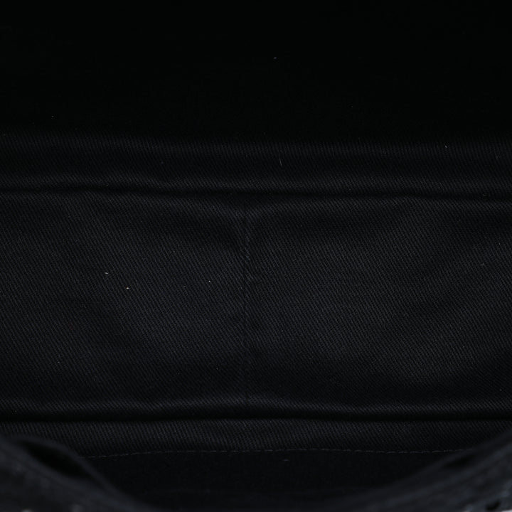 Sequins Orné Matelassé Reissue 2.55 Messenger à rabat Jumbo Tweed Noir