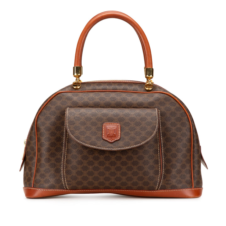 Macadam Coated Canvas Handbag Brown - Gaby Paris