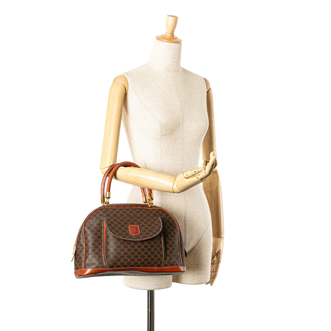 Macadam Coated Canvas Handbag Brown - Gaby Paris