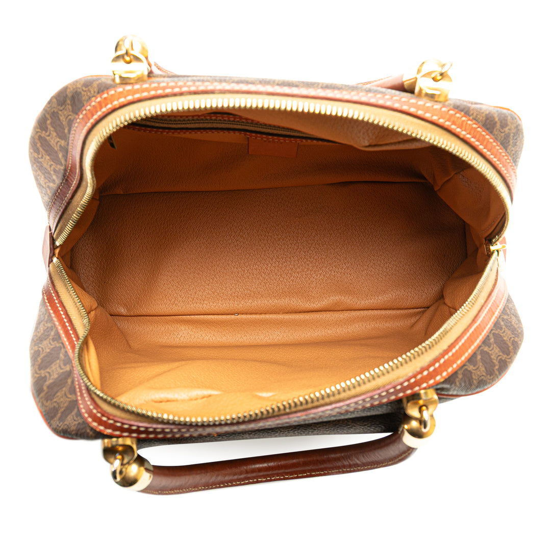 Macadam Coated Canvas Handbag Brown - Gaby Paris