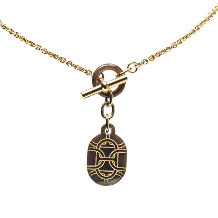 Hermès Lacquered Horn Chaine d'Ancre Pendant Collier Doré