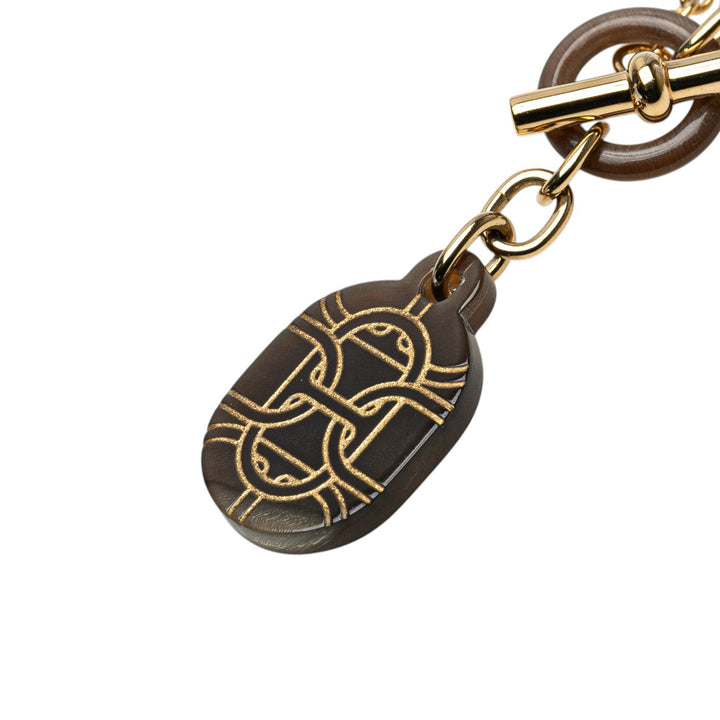 Hermès Lacquered Horn Chaine d'Ancre Pendant Collier Doré