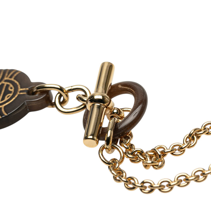 Hermès Lacquered Horn Chaine d'Ancre Pendant Collier Doré