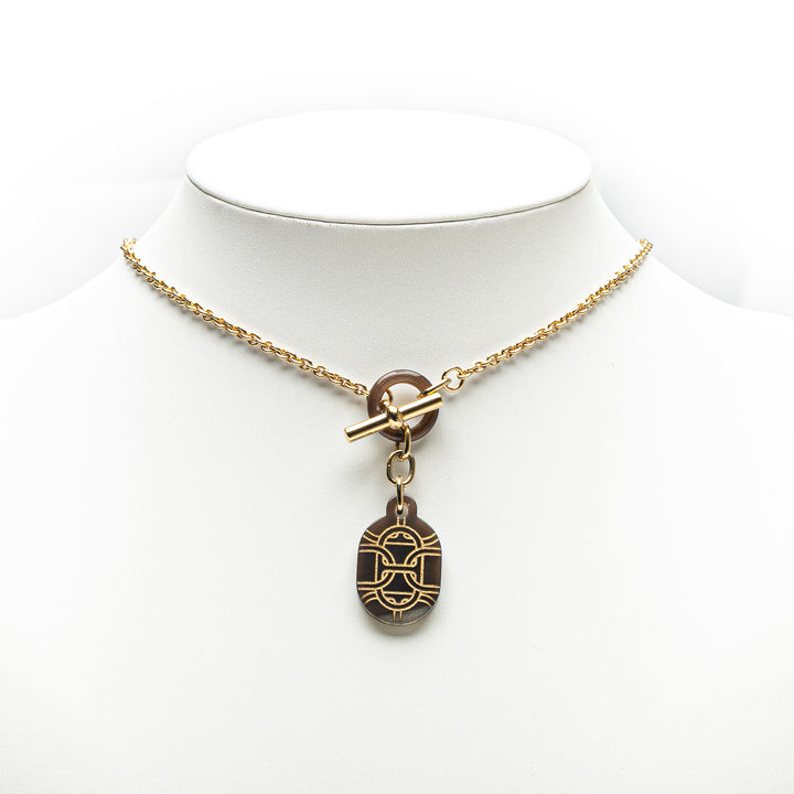 Hermès Lacquered Horn Chaine d'Ancre Pendant Collier Doré