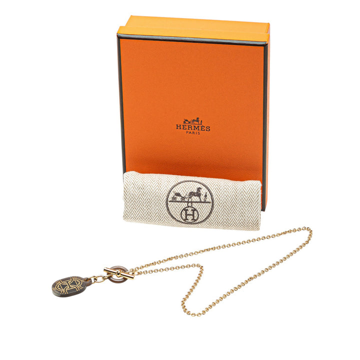 Hermès Lacquered Horn Chaine d'Ancre Pendant Collier Doré