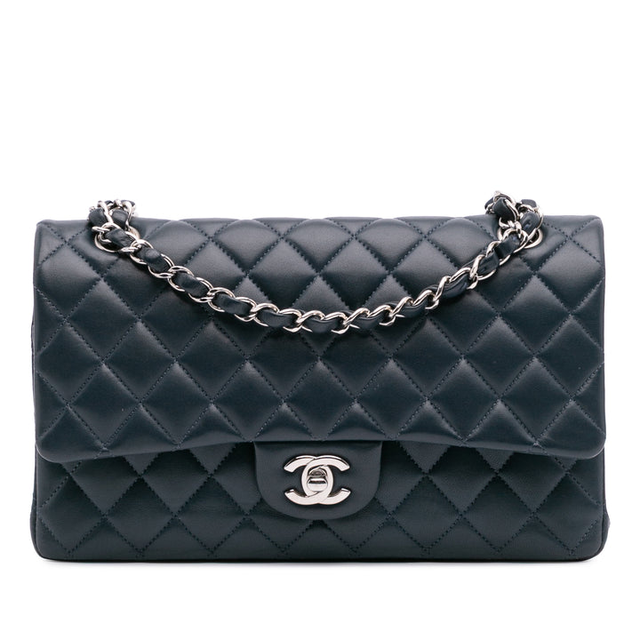 Medium Classic Lambskin Double Flap Blue - Gaby Paris