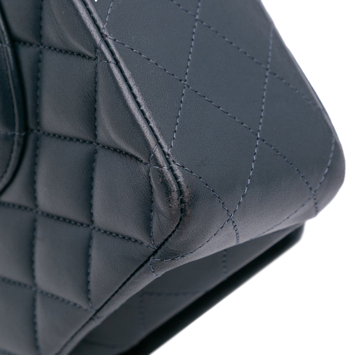 Medium Classic Lambskin Double Flap Blue - Gaby Paris