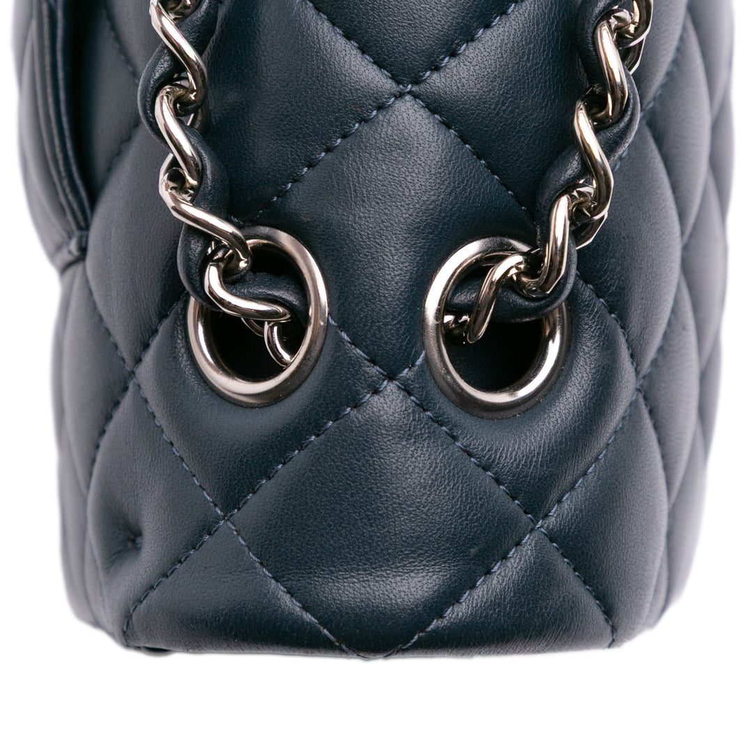 Medium Classic Lambskin Double Flap Blue - Gaby Paris