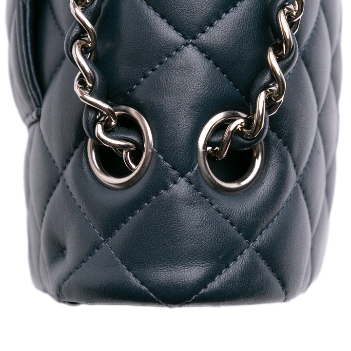 Medium Classic Lambskin Double Flap Blue - Gaby Paris