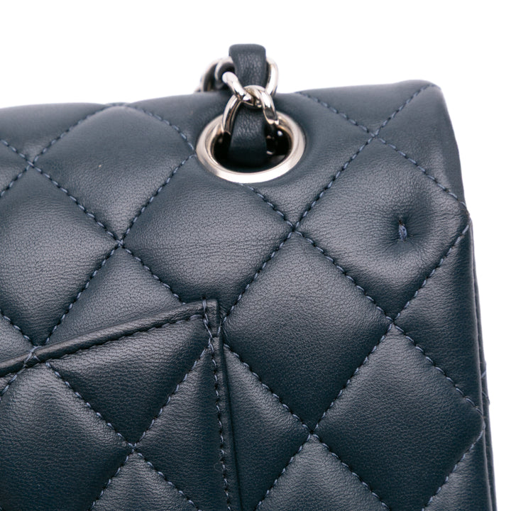 Medium Classic Lambskin Double Flap Blue - Gaby Paris