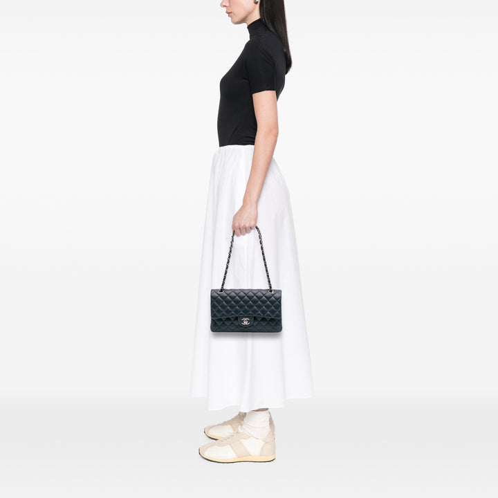Medium Classic Lambskin Double Flap Blue - Gaby Paris