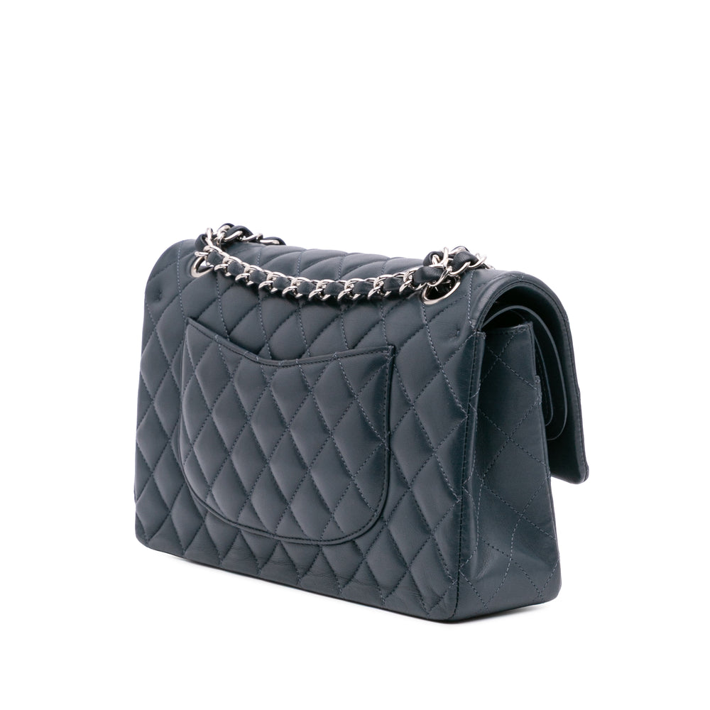 Medium Classic Lambskin Double Flap Blue - Gaby Paris