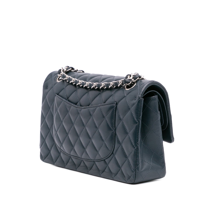 Medium Classic Lambskin Double Flap Blue - Gaby Paris