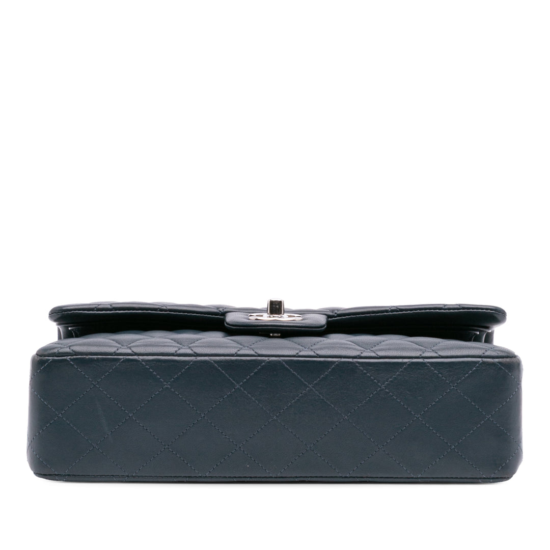 Medium Classic Lambskin Double Flap Blue - Gaby Paris