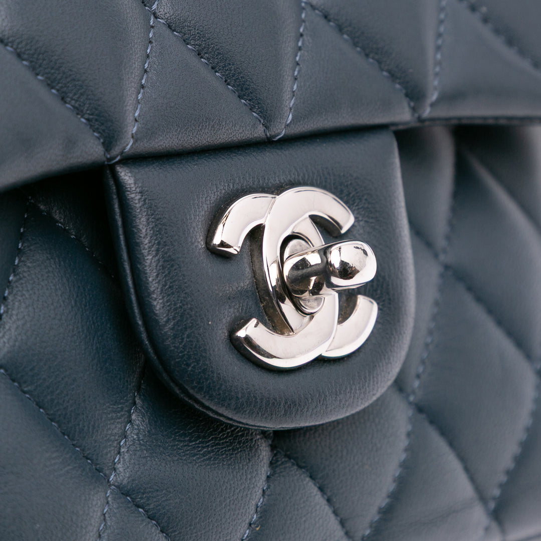 Medium Classic Lambskin Double Flap Blue - Gaby Paris