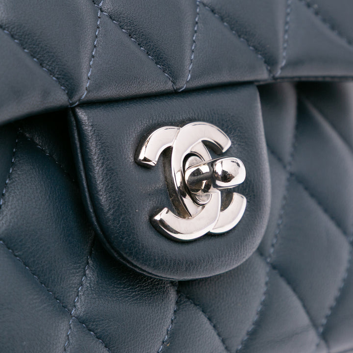 Medium Classic Lambskin Double Flap Blue - Gaby Paris