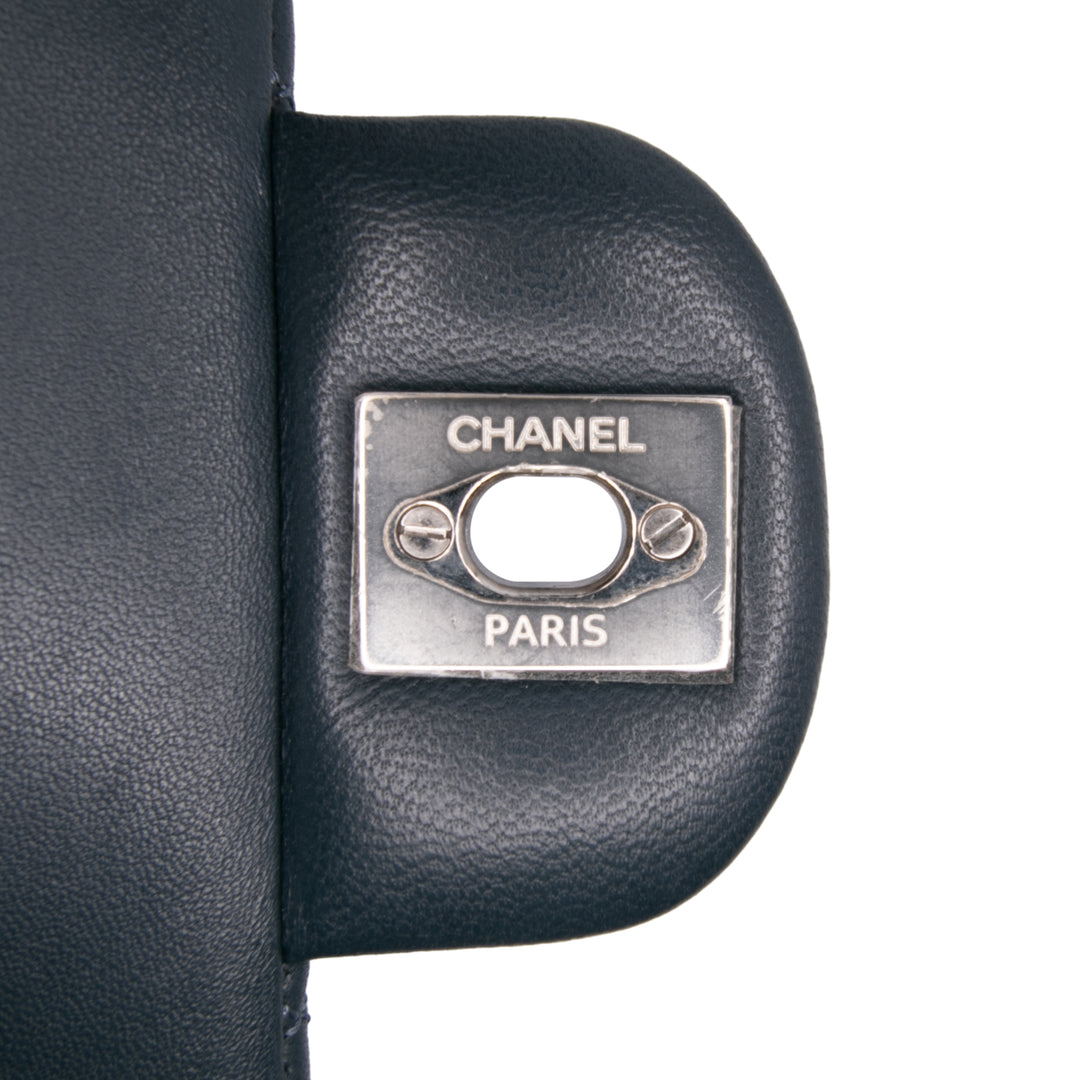 Medium Classic Lambskin Double Flap Blue - Gaby Paris