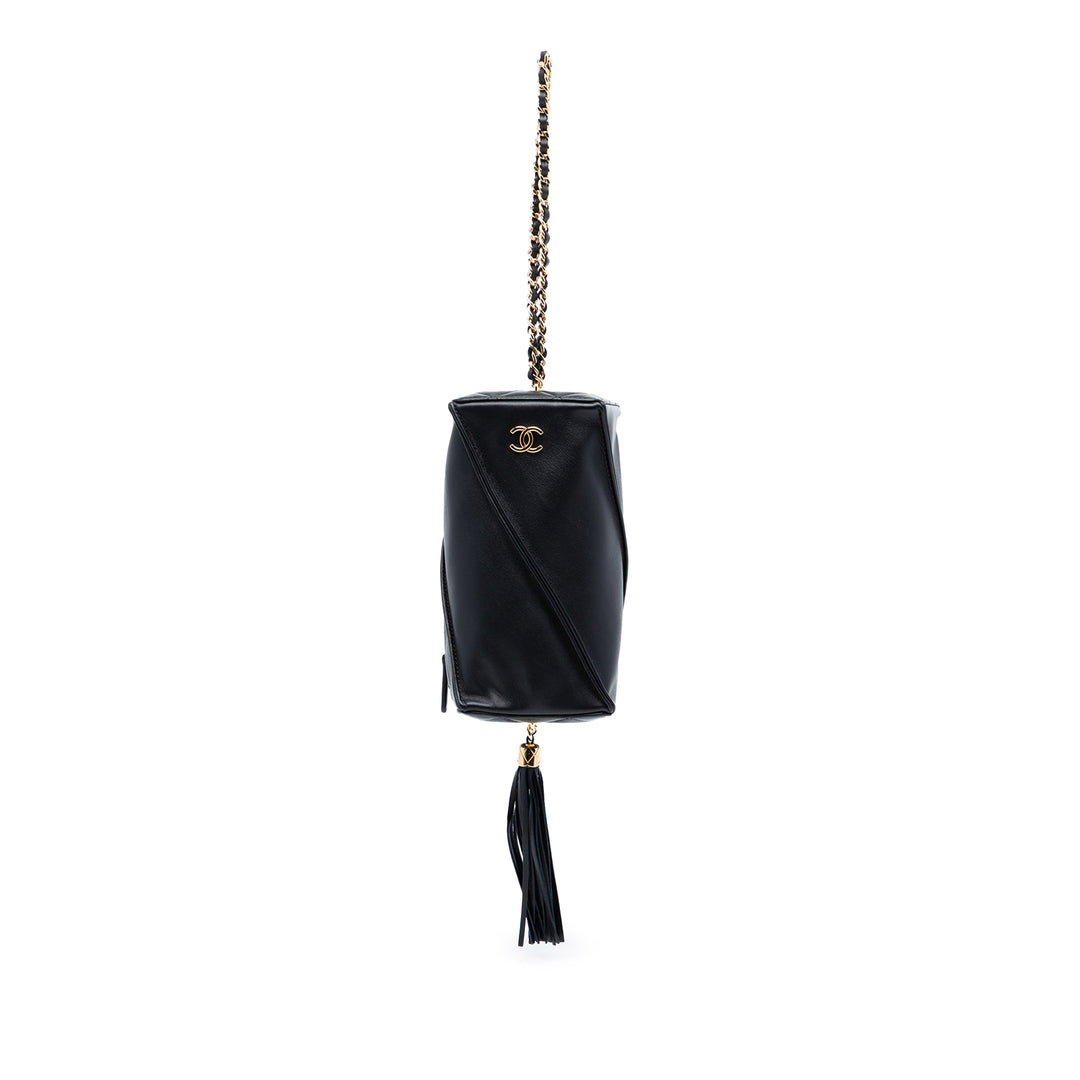 Chanel Metiers d'Art CC Pompon Rectangle Pochette avec chaîne Cuir d'agneau