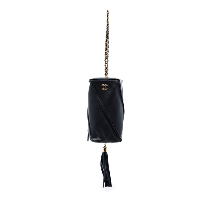 Chanel Metiers d'Art CC Pompon Rectangle Pochette avec chaîne Cuir d'agneau