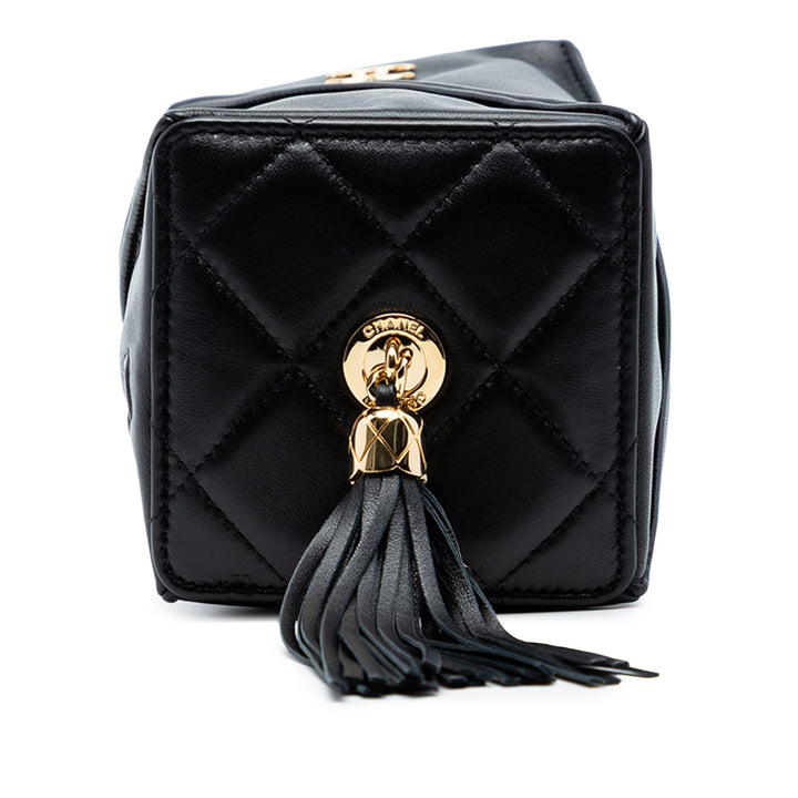 Chanel Metiers d'Art CC Pompon Rectangle Pochette avec chaîne Cuir d'agneau