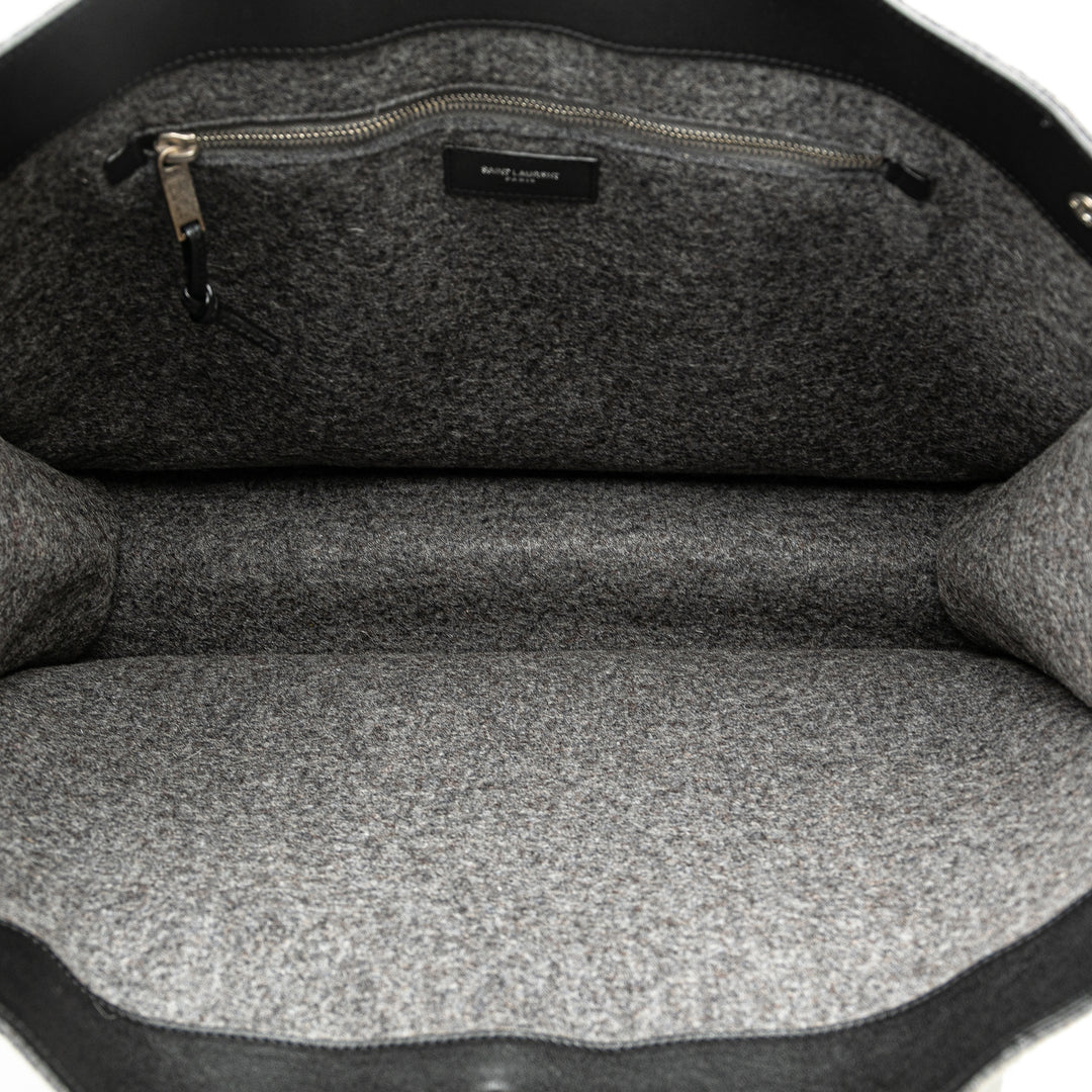 Large Wool Rive Gauche Tote Gray - Gaby Paris