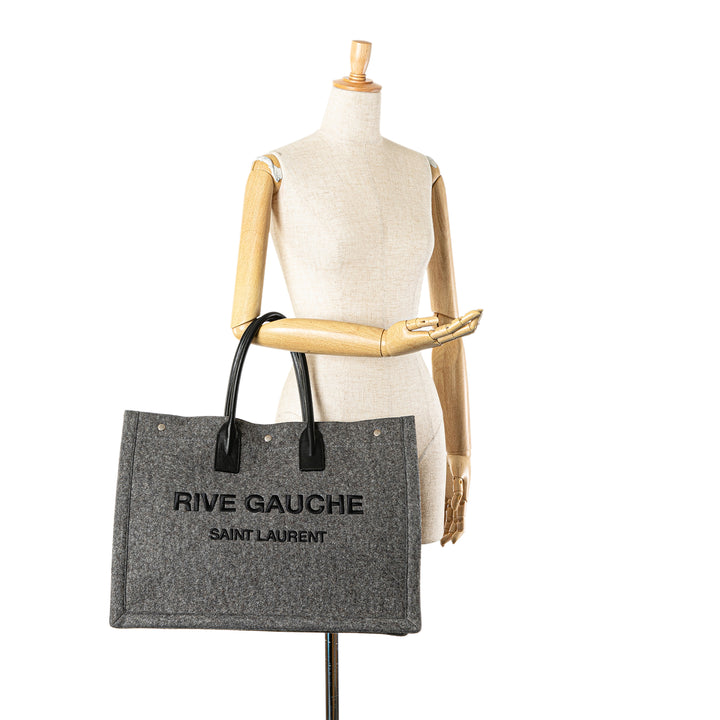 Large Wool Rive Gauche Tote Gray - Gaby Paris