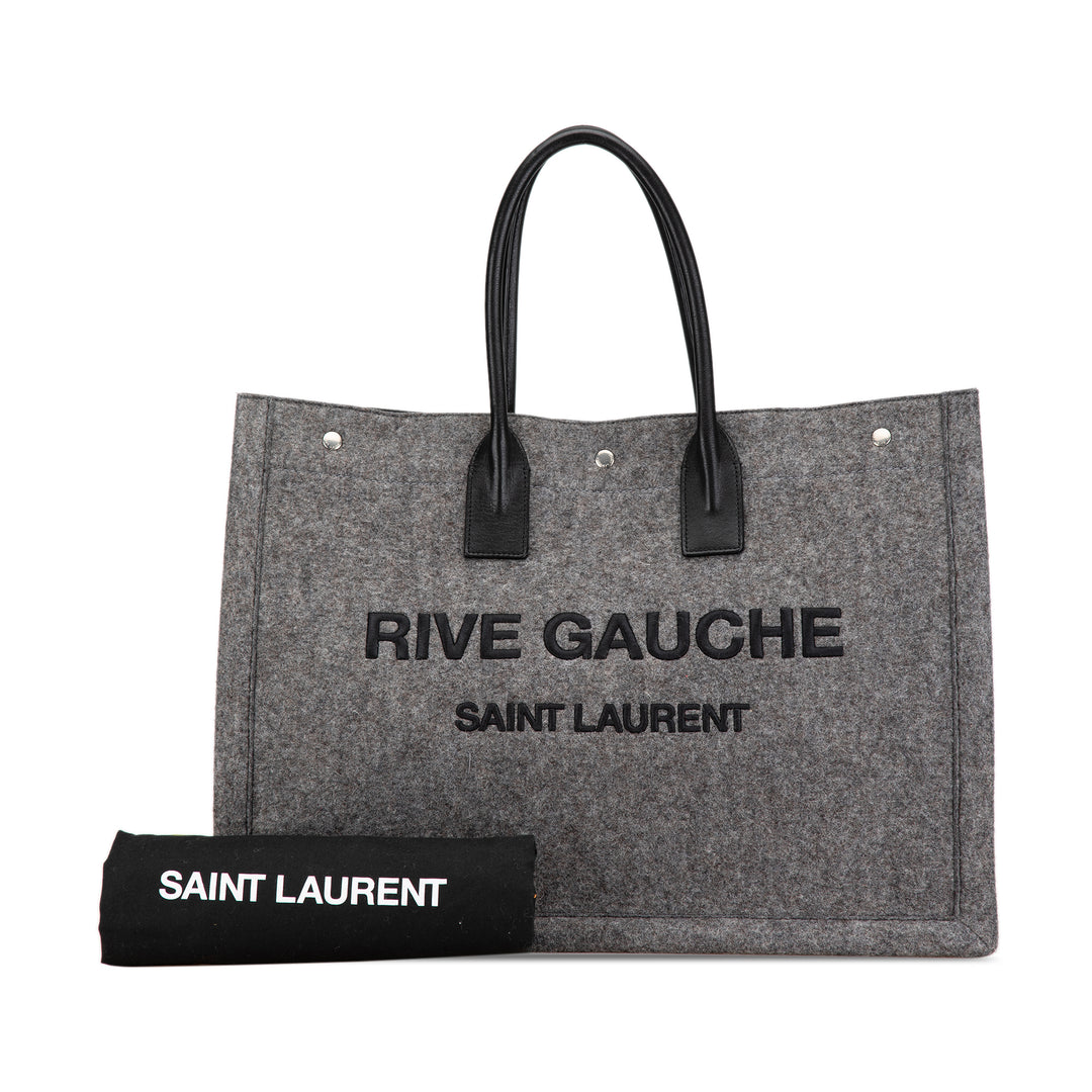 Large Wool Rive Gauche Tote Gray - Gaby Paris