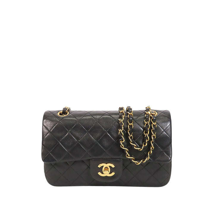 Classic Double rabat Petit Cuir d'agneau Noir