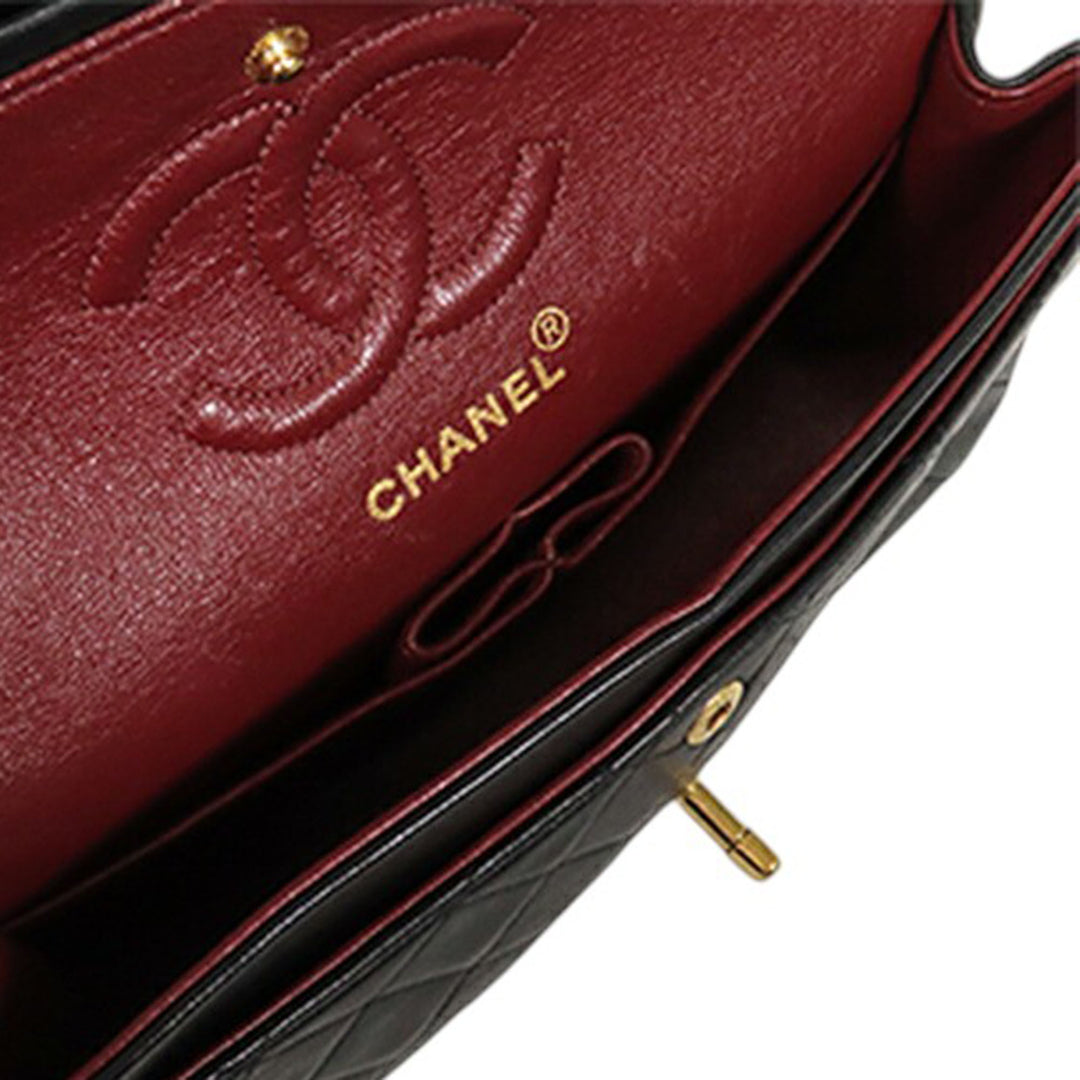 Classic Double rabat Petit Cuir d'agneau Noir