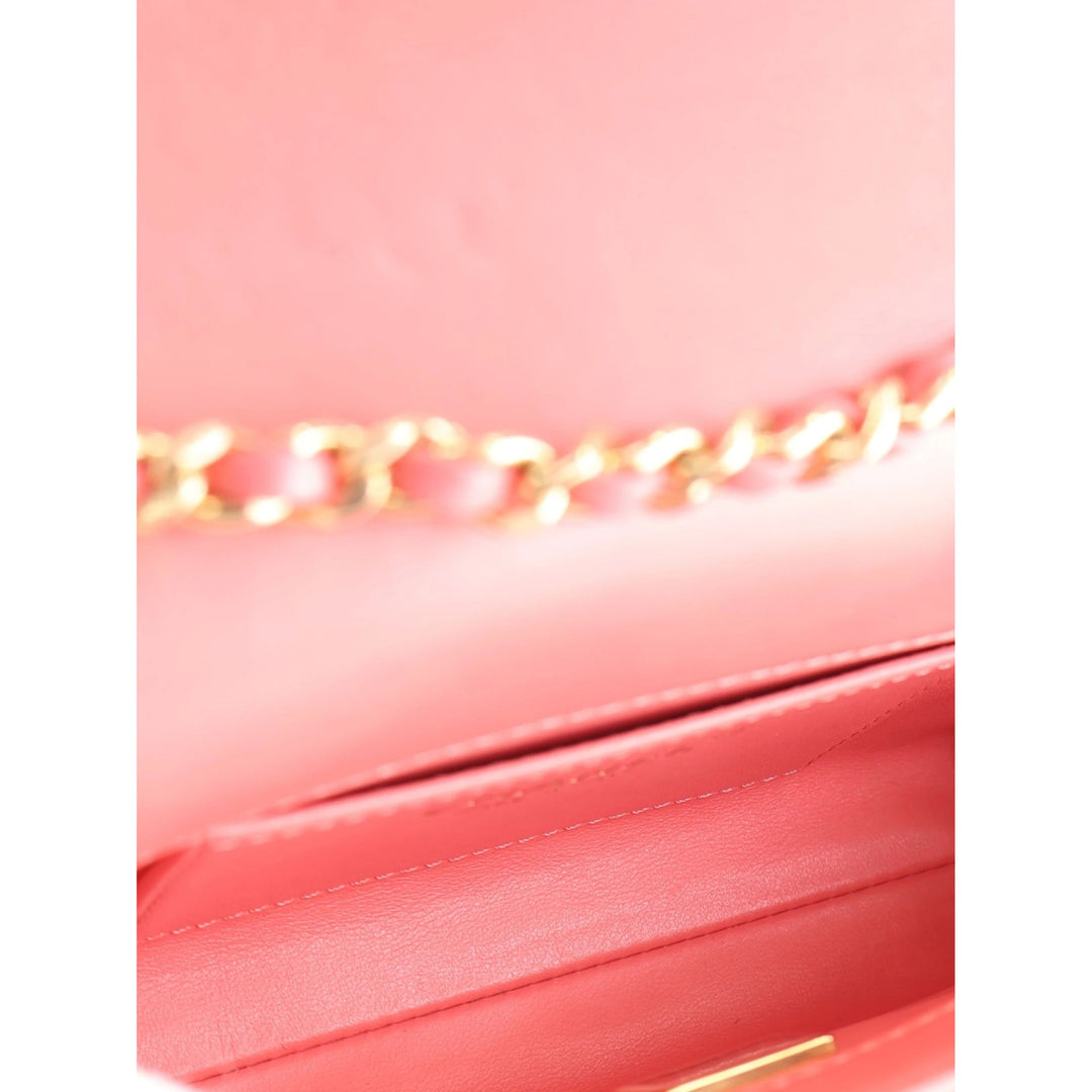 Chanel Sac bandoulière CC Matelassé Chaîne à rabat Mini Cuir d'agneau Rose – vue 4 – GABY PARIS