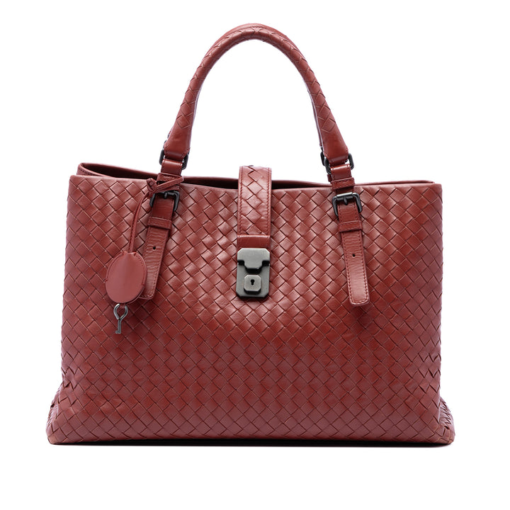 Bottega Veneta Cabas Intrecciato Roma nappa Moyen Rouge – vue principale – GABY PARIS