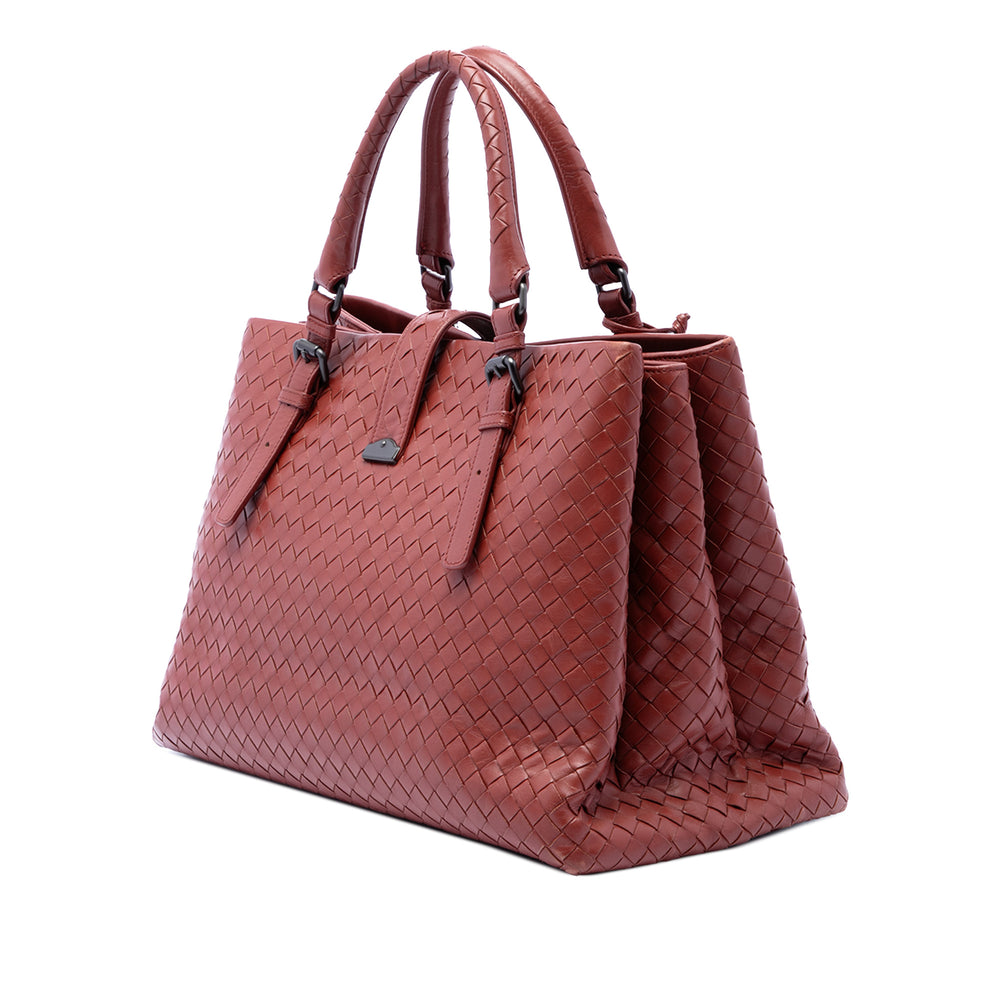 Bottega Veneta Cabas Intrecciato Roma nappa Moyen Rouge – vue 2 – GABY PARIS