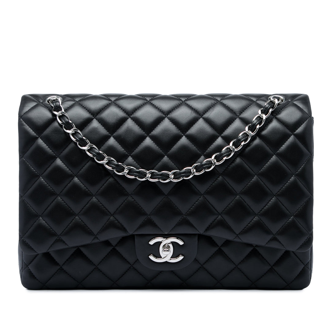 Chanel Classic Double rabat Jumbo Cuir d'agneau Noir – vue principale – GABY PARIS