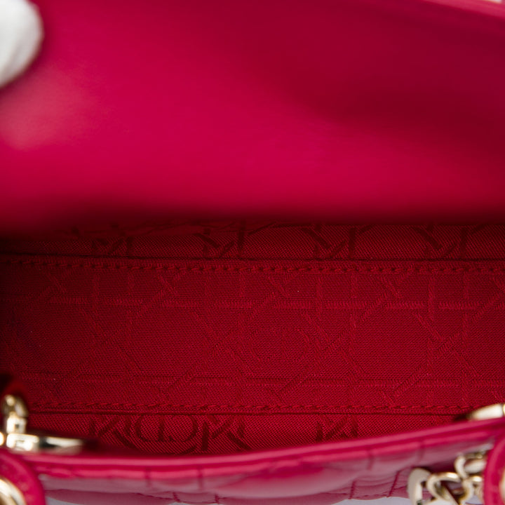 Dior Lady Dior Cannage Mini Cuir d'agneau Rouge – vue 4 – GABY PARIS